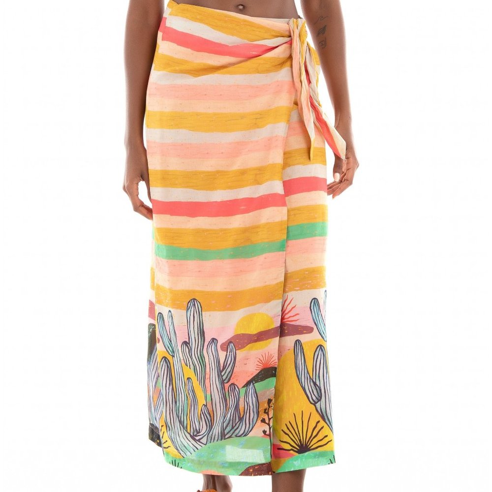 Scotch & Soda x Abel Macias, cactus print wrap skirt, size L